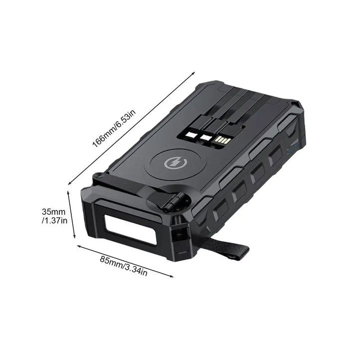 Solar Power Bank Hand-Cranked Battery Bank Charger With LED Light Foldable Powerbank Built-In SOS Alarm Function And Compass For