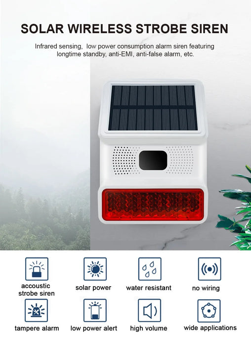Solar Power  Wireless Sound&Light  Siren Alarm  Burglar Alarm System Home Security  Door Window Alarm Sensor