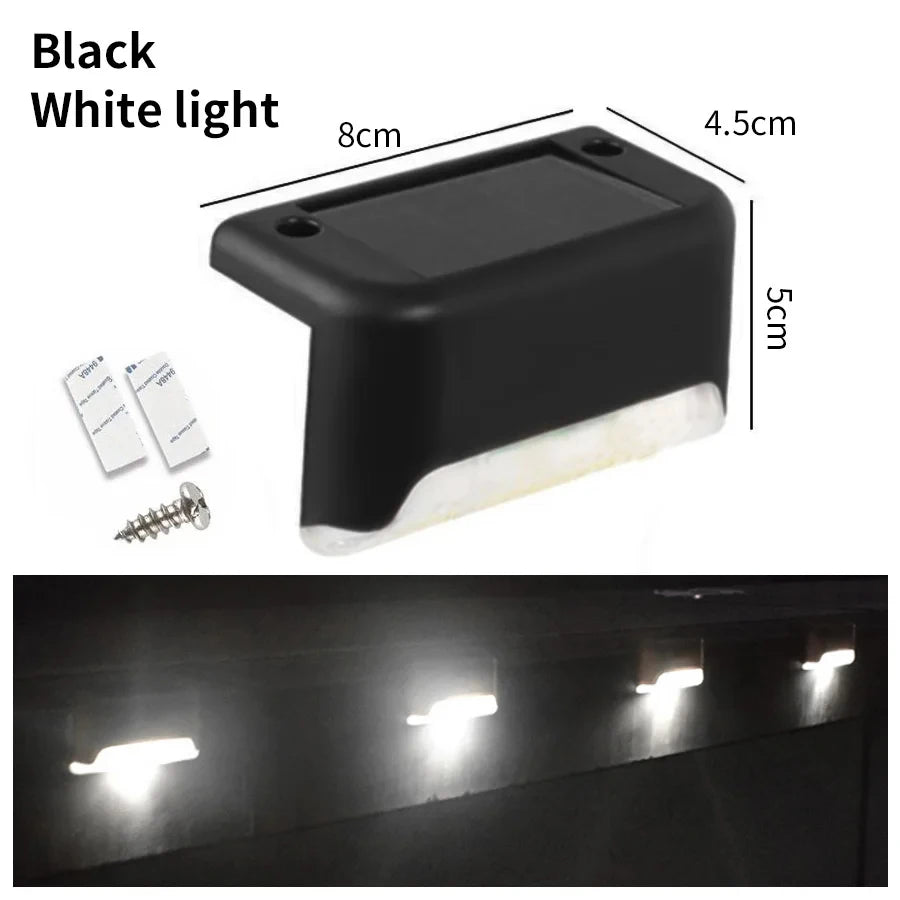 1-8 Pack Led Solar Step Lights Outdoor Fence Garden Lamp for Stairs Yard Patio Pathway Deck 3 Colors Waterproof RGB Sunlight