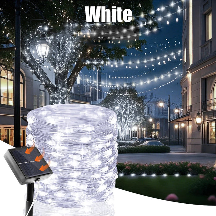 Solar String Lights Outdoor Waterproof  Fairy Lights Twinkle Silver Wire Light 8 Modes for Garden Xmas Party Wedding Decor