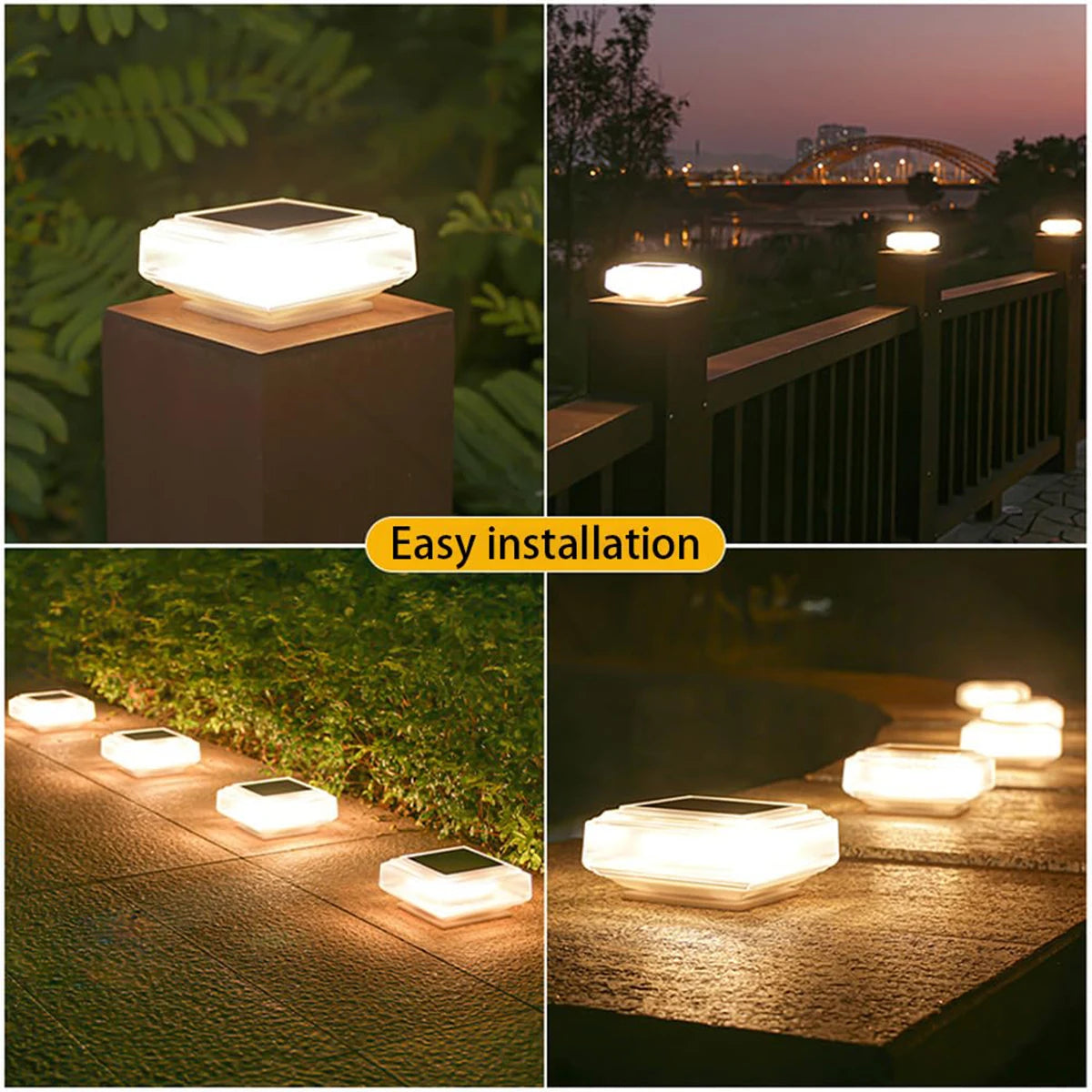 Led Solar Post Light Warm Pillar Lamp Rechargeable Outdoor With Lamps Landscape Garten Floor Panel Drop Lampe Powered Decoration