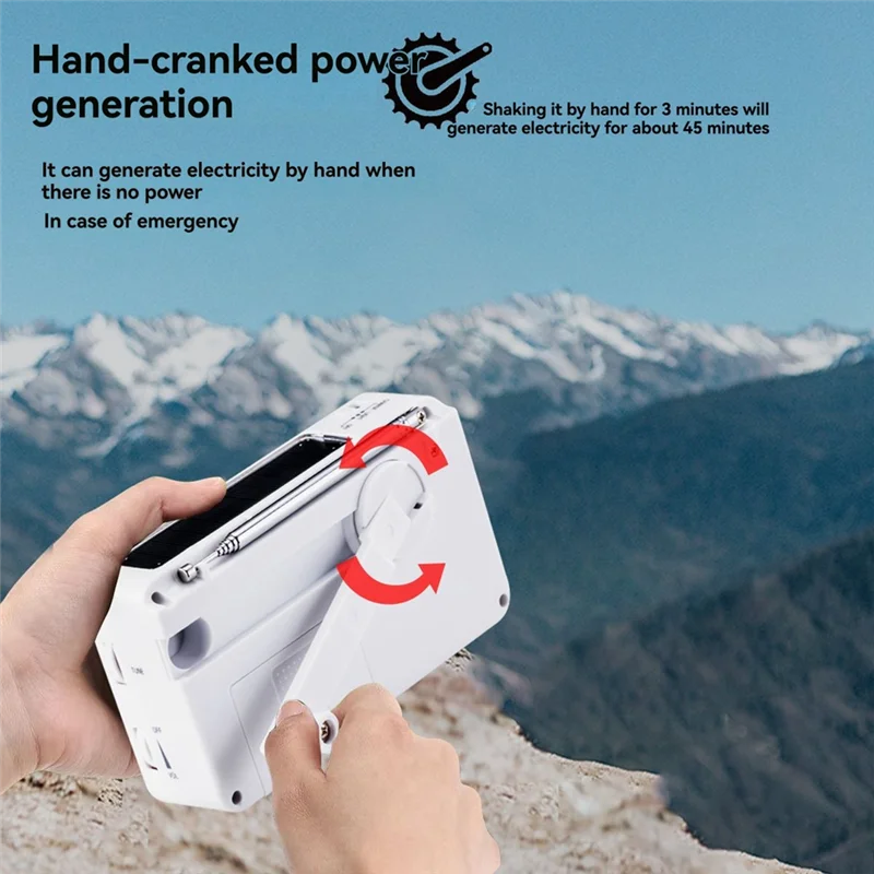 ABUO-FM/AM Radio Solar Hand Crank Self Powered Radio Multifunctional Portable Emergency Radio With Flashlight