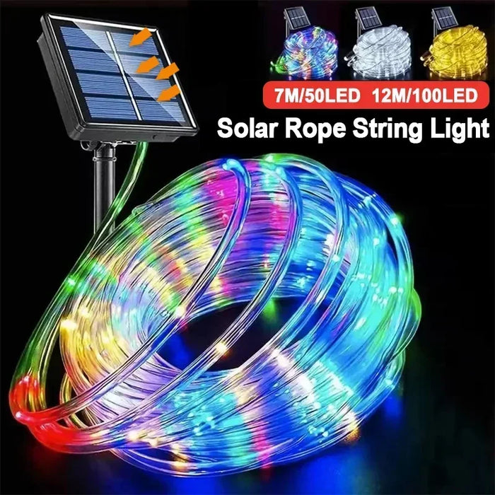LED Solar String Light Outdoor Garden Lawn Lamp 7M/12M Waterproof Tube Rope Lights Strings Christmas Tree Yard Fence Decor lamp