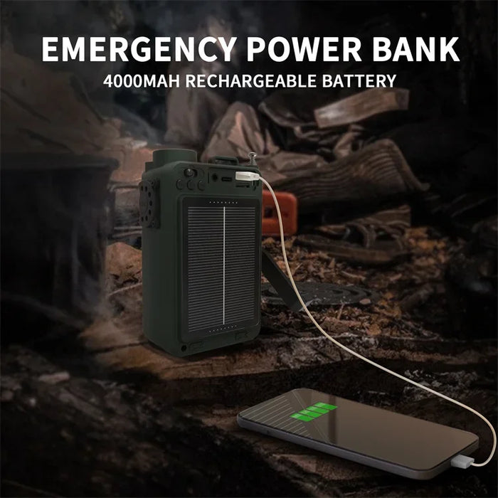 Hand-operated Emergency Solar Bluetooth Outdoor Camping Alarm Radio Multi-band Earthquake Prevention Solar Radio With Flashlight