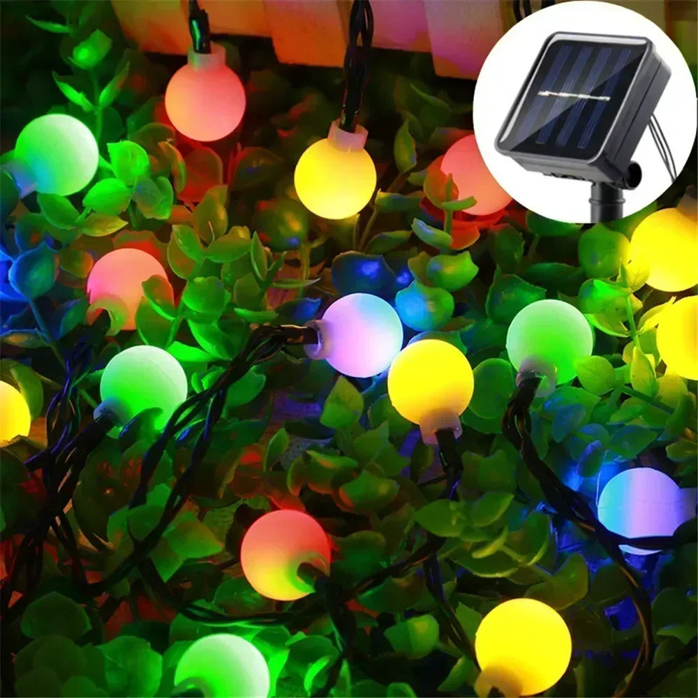 Solar String Light Outdoor Small Ball Lights with 8 Modes Waterproof Solar Powered Patio Light for Garden Christmas Halloween