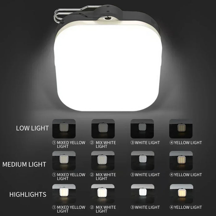Solar LED Camping Lamp Warm Atmosphere Light 2400MAh USB Rechargeable Portable Hook Tent Lantern Waterproof Emergency Floodlight