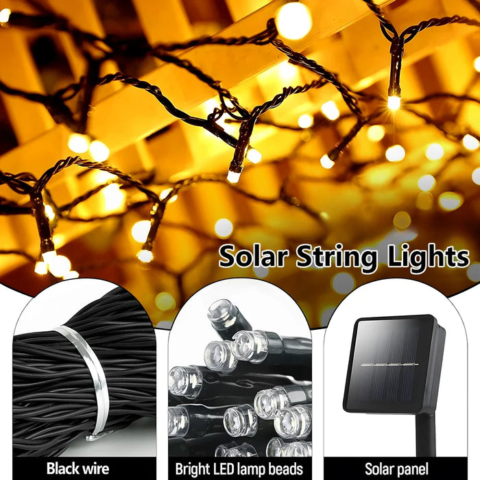 Solar String Fairy Light 8 Lighting Modes 5M 7M Waterproof Outdoor LED Garland Street Lamp Holiday Christmas Garden Decoration