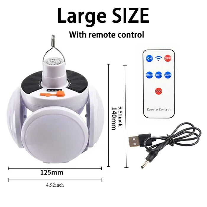 Solar Energy Camping Lamp 5 Modes SOS Waterproof USB Rechargeable LED Remote Control Foldable Lantern Portable Emergency Lamp
