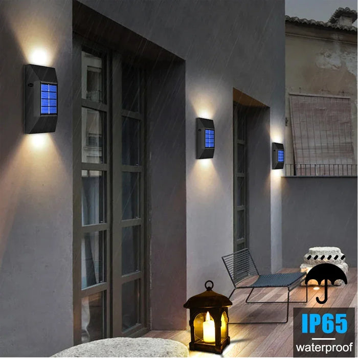 Solar Wall Lamp Outdoor Waterproof Solar Powered Wall Light UP and Down Illuminate Solar Spotlight For Balcony Yard Garden Decor