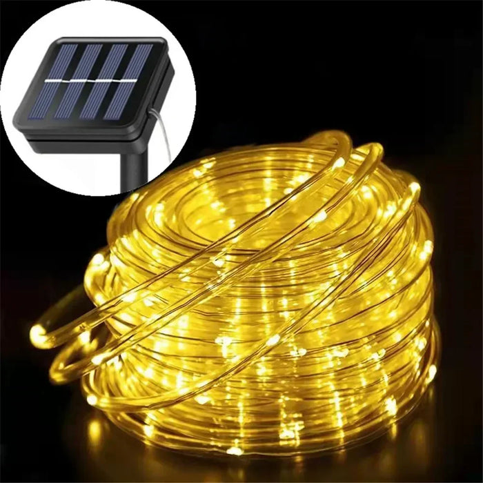 LED Solar String Lights Garden Waterproof Tube Rope Lamp Christmas Garland Fairy Lights For Outdoor Holiday Decoration Lighting