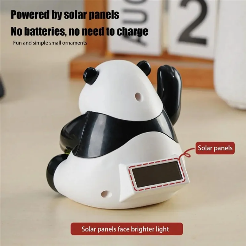 ABUN-Solar Dancing Toys Solar Panda Bear Bobblehead Collectible Figurines Car Dashboard Decor Panda Desk Accessories Office