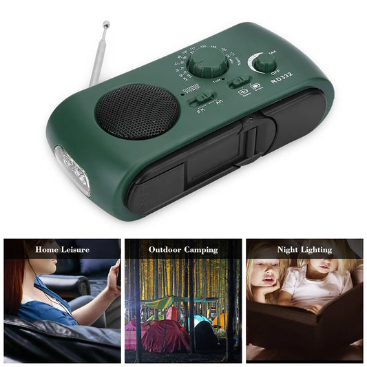 Solar Hand Crank AM/FM Radio with LED Flashlight Emergency Phone  Solar Radio with Flashlight Hand Crank Solar Flashlight