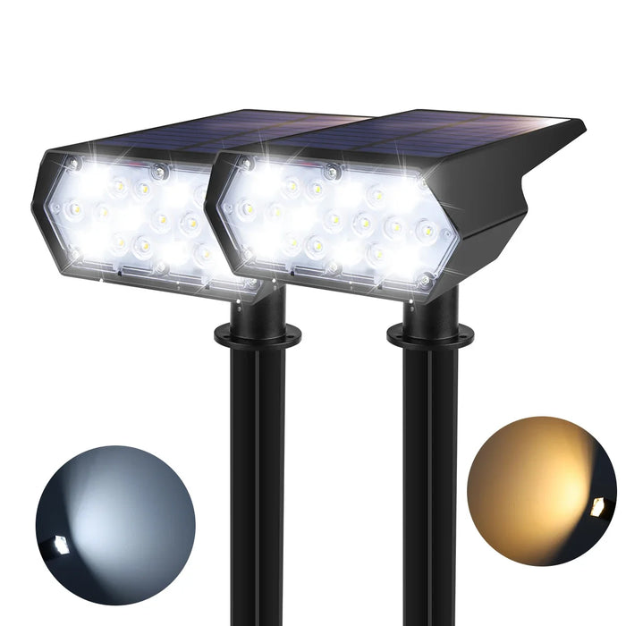 High Bright LED Solar Spotlight With Large Monocrystalline Silicon Solar Panel For Long Time Working Outdoor Garden Yard Pathway