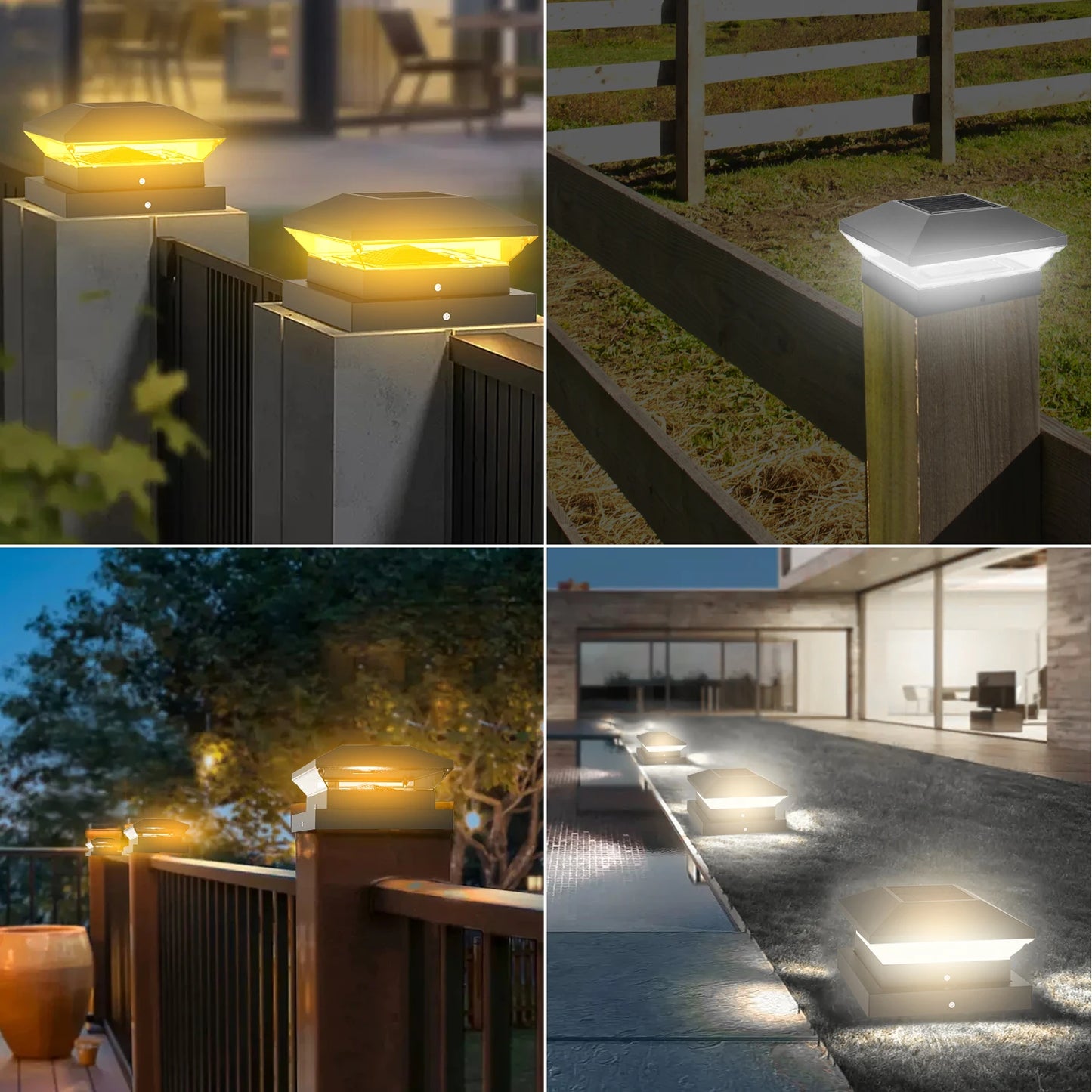 2PCs Solar Light Outdoor IP65 Solar Post Light Villa Column Lamp Fence Gate Pillar Head LED Lamp For House Gate Patio Garden