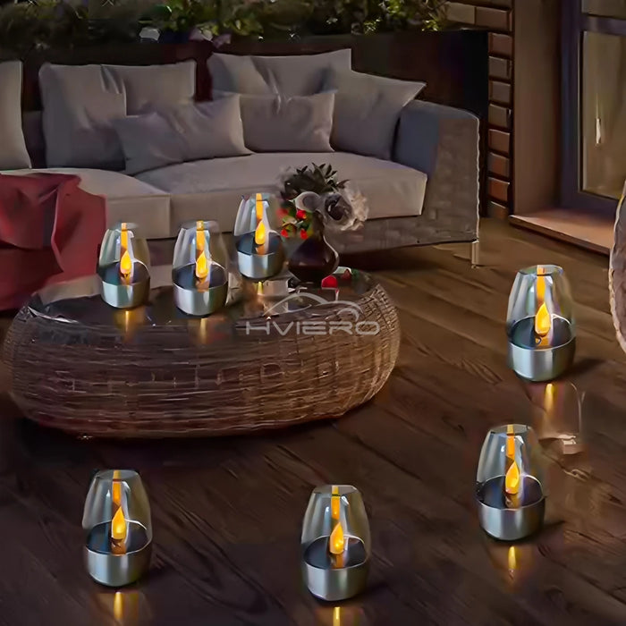 Solar LED Lights Stainless Steel Candle Outdoor Courtyard Lamp Decorative Atmosphere Halloween Candlelight Dinner Night lights