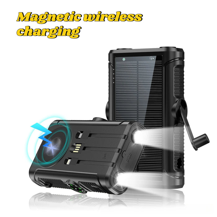 200000mAh Solar Power Bank 22.5W Magnetic Wireless Charging Camping Powerbank with Cables External Battery for IPhone Magsafe