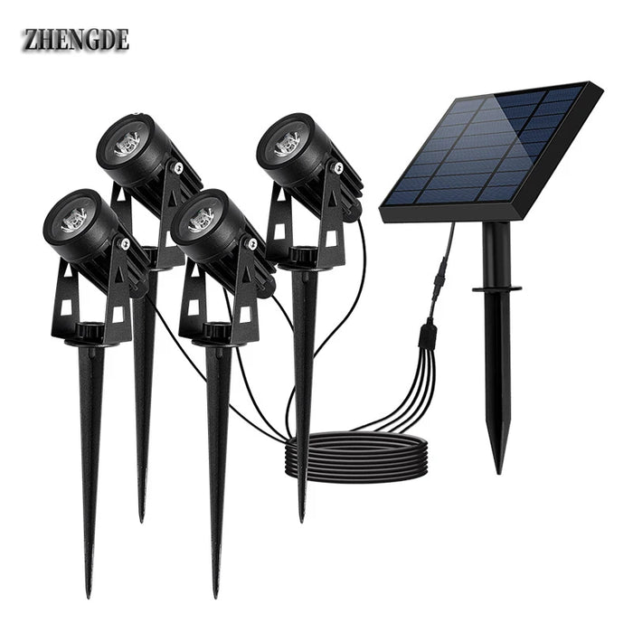 Solar Outdoor Lighting Landscape Yard Garden Tree Separately Lamp Powered Spotlight 4 Warm White Lights Solar Panel