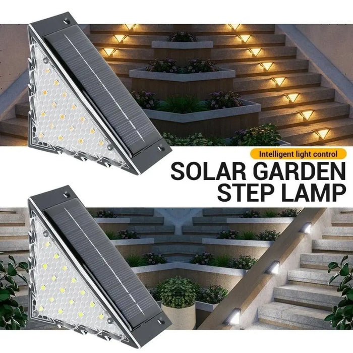 Automatic Operation Solar Powered Outdoor Solar Step Lights Triangle White/Warm Light Stair Lamp LED Waterproof Deck Lights Path