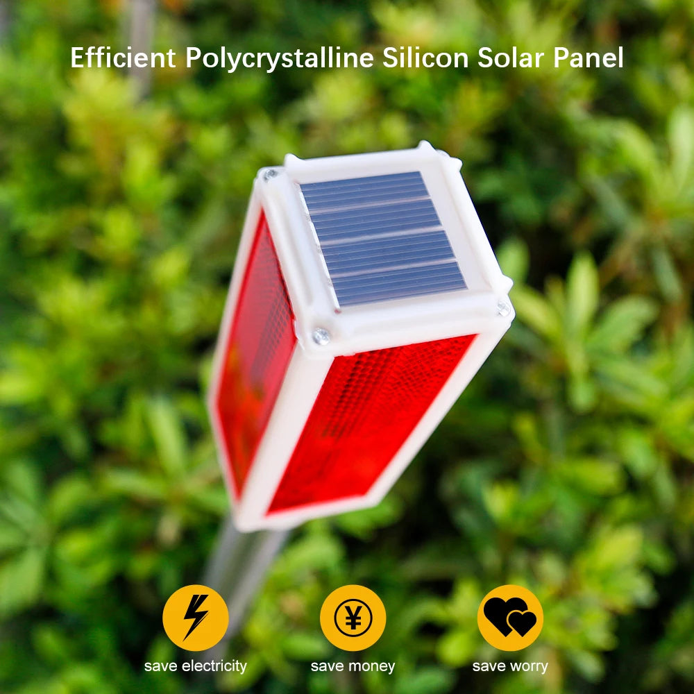Solar powered bollard lights with multiple color and lighting mode options.，Suitable for driveways, gardens, and paths.
