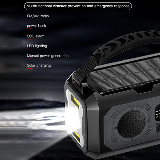Solar Hand Crank 12000mAh Multifunction Emergency Weather Radio Reading Lamp Power Bank SOS Alarm Radio Receiver