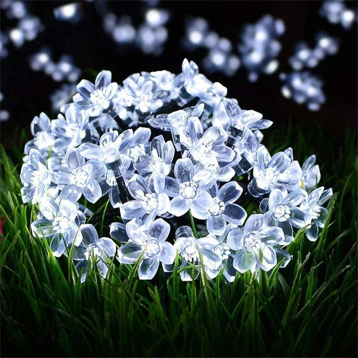 Solar Flower String Lights Outdoor Waterproof LED Fairy Lamp Decoration for Garden Fence Yard Christmas Home Party Decor
