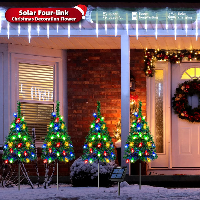 Strawberry Christmas Tree Solar Christmas Decoration 1 to 4 Christmas Tree Enlarged Solar Outdoor Christmas Aisle Lights for Christmas Decoration Channel Garden Courtyard Beautiful Bright