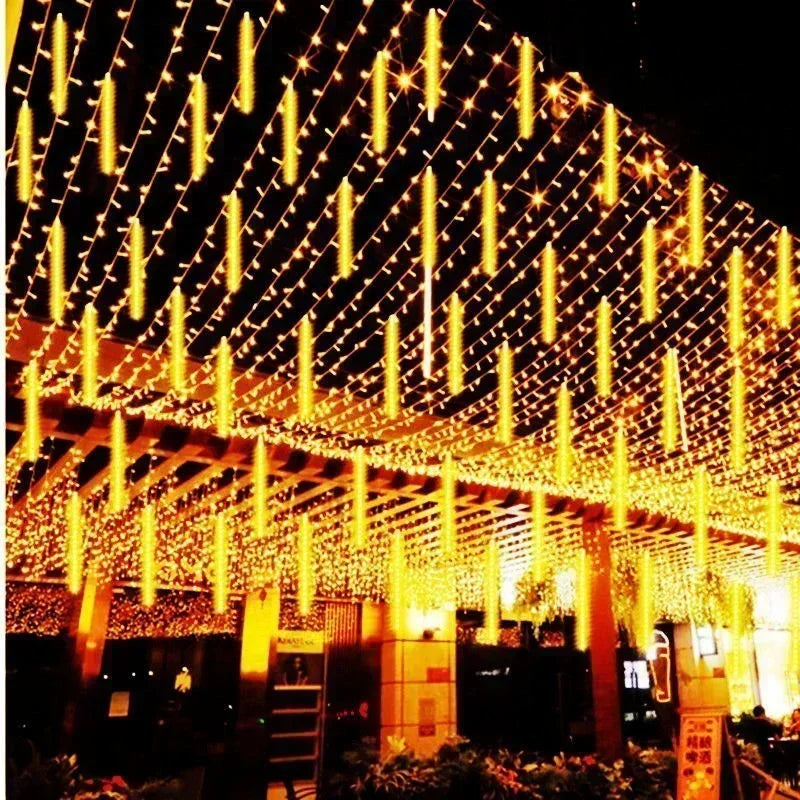 Outdoor Christmas Decoration 30/50cm Solar Meteor Shower Rain Holiday Light Led Light String for Tree Garden 8 Tube Fairy Light