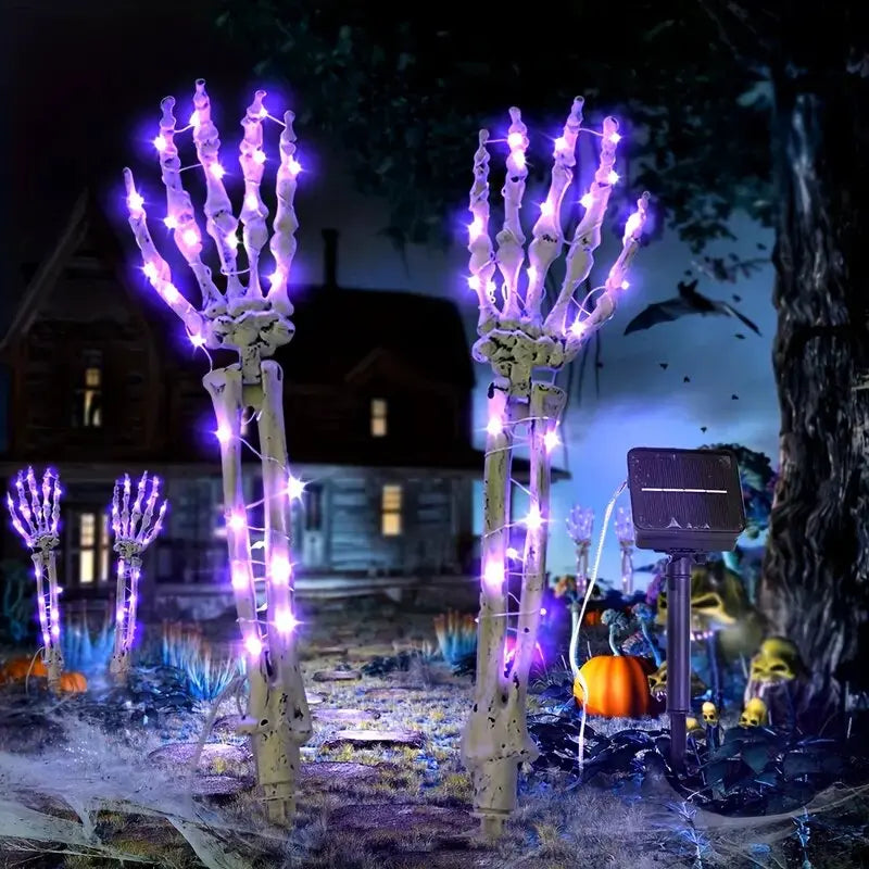 2PC Halloween Solar Garden Lights Outdoor Waterproof Ghost Hand LED Stake Lights Horror Atmosphere Decoration Lamp  For Festival