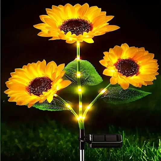 3 LED Solar Flower Lights Solar Simulation Flower Lights | Outdoor Decoration for Courtyard Villa Lawn Garden Pathway