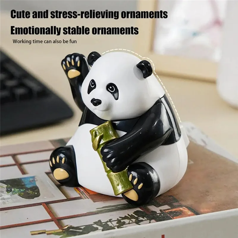 ABUN-Solar Dancing Toys Solar Panda Bear Bobblehead Collectible Figurines Car Dashboard Decor Panda Desk Accessories Office