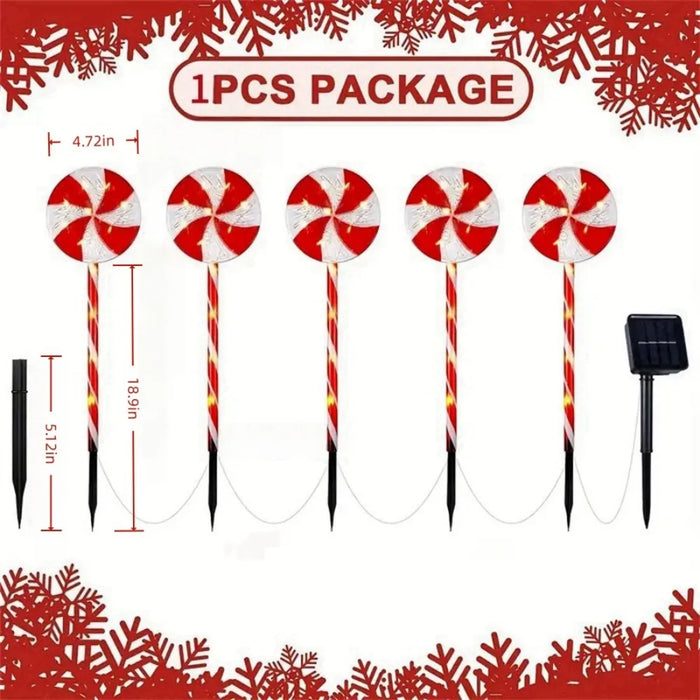 Solar-powered Christmas tree candy ground lights, holiday lawn scene decorations, ambiance lights, outdoor courtyard landscape l