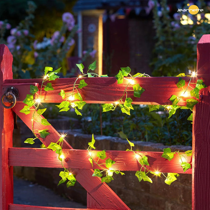 Solar Vine String Lights LED Solar String Lights Outdoor Waterproof Artificial Ivy Leaf Plants Lights for Garden Wedding Fence