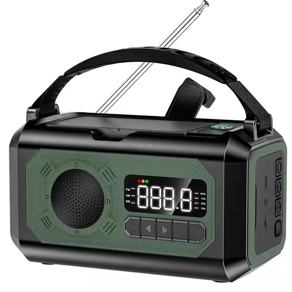 AM/FM/NOAA Solar Hand Crank Radio 12000mAh Emergency Radio Reading Lamp Flashlight SOS Alarm Power Bank Speaker רדיו ופנס חירום