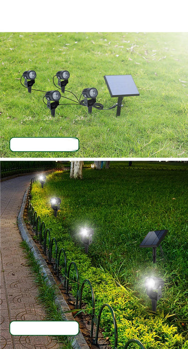 Solar Outdoor Lighting Landscape Yard Garden Tree Separately Lamp Powered Spotlight 4 Warm White Lights Solar Panel