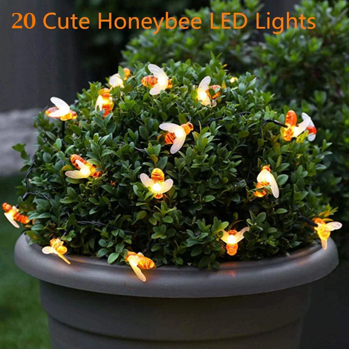 Solar String Light 20 LED Cute Bee Outdoor Light Wedding Home Garden Patio Party Christmas Tree Honeybee Starry Fairy Decor Lamp