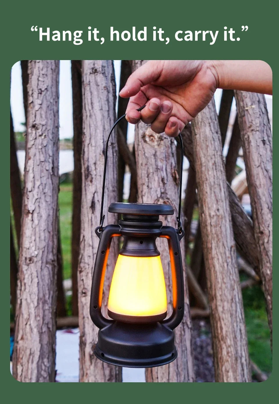 USB Rechargeable/Solar Charging Camping Light Portable Camping Lanterns 3 Lighting Modes Dimming Outdoor Hanging Tent Light
