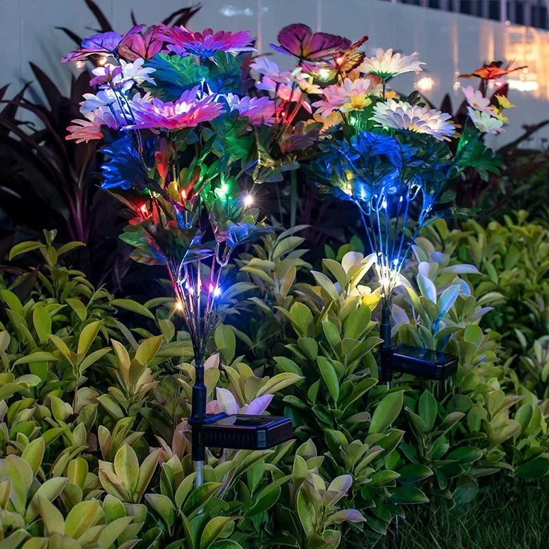 LED Solar Light Waterproof butterfly Solar Flowers Lamp Outdoor Decorative for Garden Yard Lawn Path Lighting Holiday Wedding