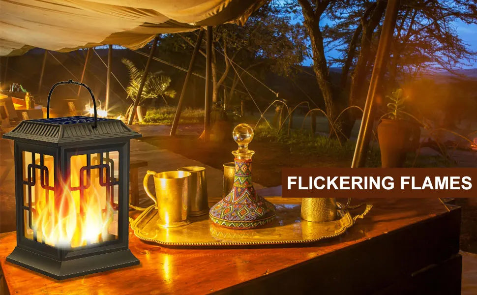Solar Lanterns Outdoor Waterproof Flickering Flame Solar Lantern LED Hanging Lanterns Decorative Outdoor Solar Lights for Garden