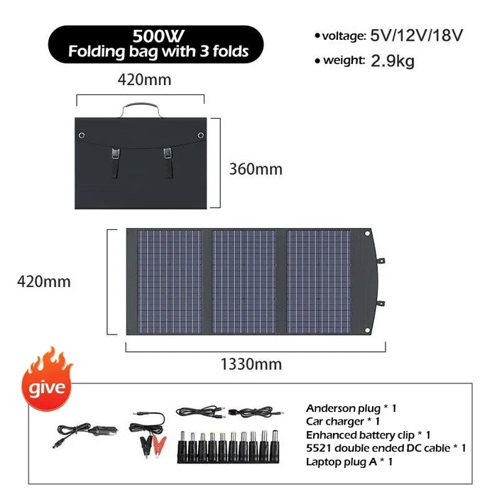 Flexible Foldable Solar Panel High Efficience Travel & Phone & Boat Portable 12V 2000w 1500w 1000w 500w Solar Panel Kit