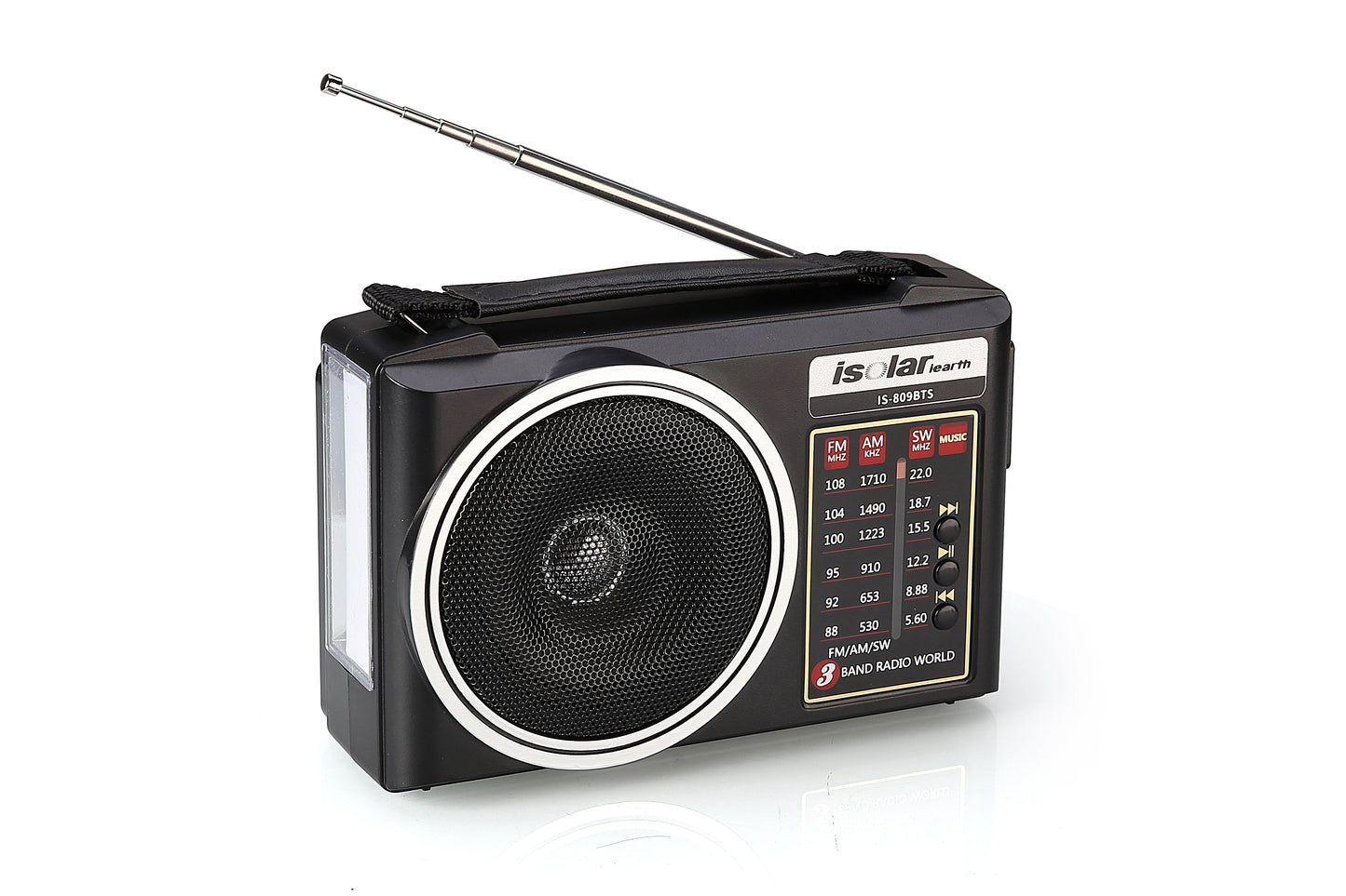 1pc Portable FM/AM/SW Radio Solar Charging Multi Band Emergency Radios Receiver Powerful Bluetooth Speaker with Flashlight USB