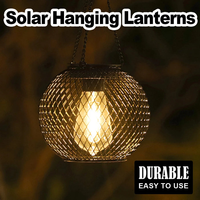 Solar Lantern Led Light Garden Lights Outdoor Waterproof Lamp Auto On/off Sensor Warm White Hollow Decoration Landscape Iron-art