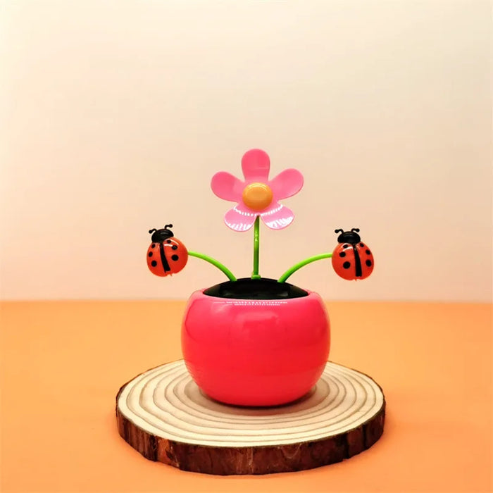 Solar Toys Cute Flower Butterfly Bee Swinging Doll Solar Car Ornament Creative Cartoon Flower Solar Desktop Ornament Decoration