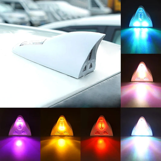 Solar anti rear end collision flashing light LED warning light Car shark fin antenna modified General Motors decorative light