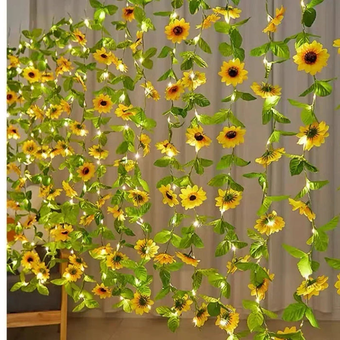 Solar Artificial Leaf LED String Lights Sunflower Maple Leaf Watermelon leaf Outdoor Light Up Garden Parterre Beach Decoration