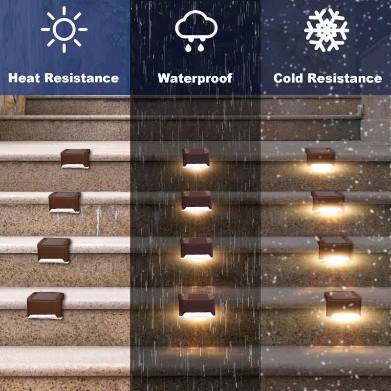 24PCS IP65 Waterproof Solar Garden Light Outdoor LED Solar Power Deck Lamps for Railing Stairs Step Fence Yard Patio Pathway