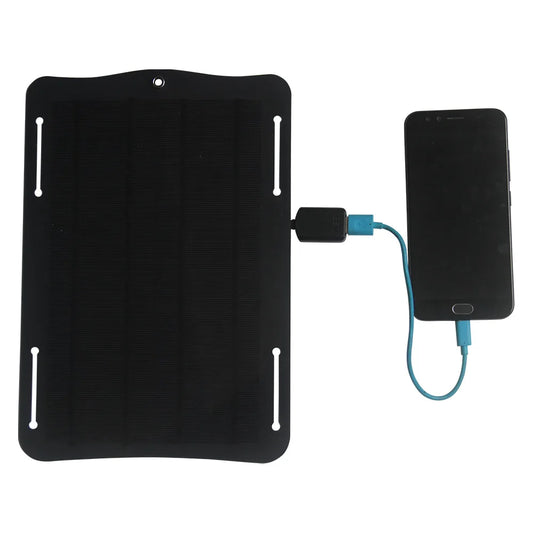 10W 5V Solar Panel Power Bank Charger Portable Phone Charger for Outdoor Emergency Solar Battery Panel Kit with USB Output Black