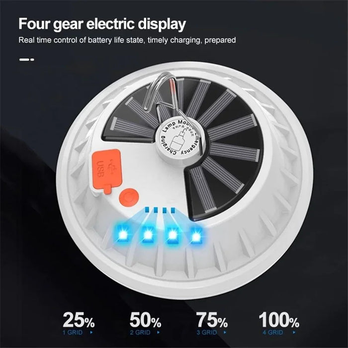 Solar Led Camping Light Outdoor Waterproof Remote Control Tent Lamps USB Rechargeable Portable Lanterns Emergency Night Lights