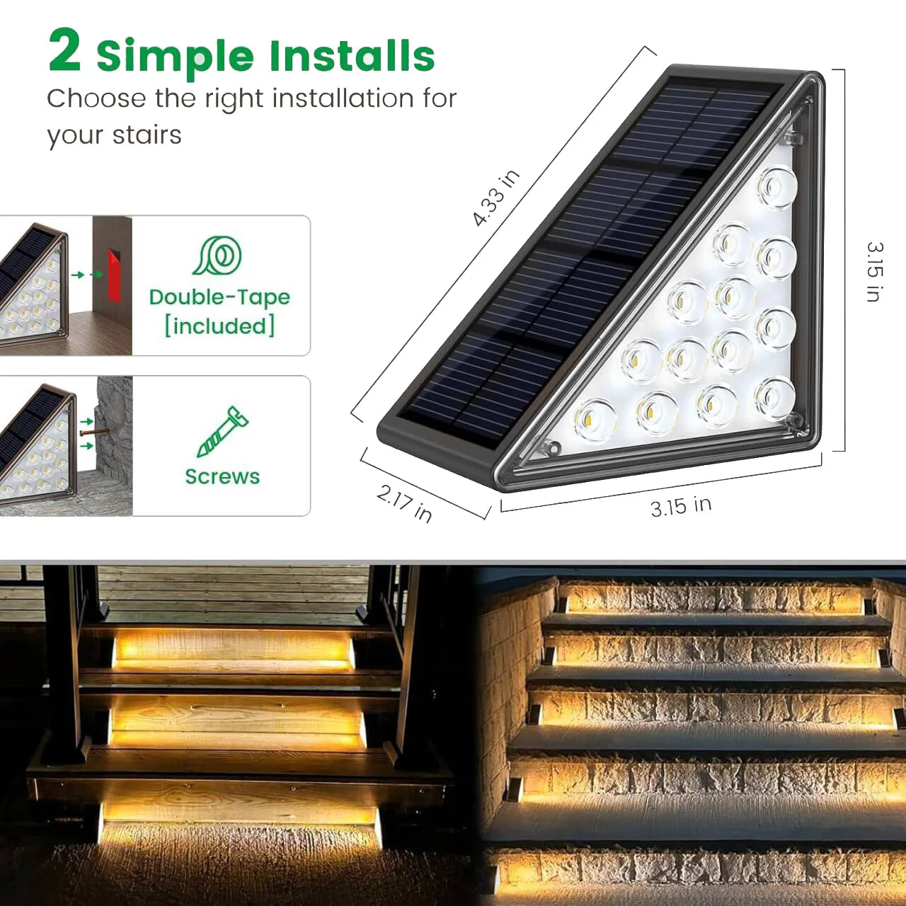Solar Step Lights for Outside,1-4pack Solar Stair Lights Outdoor Waterproof IP65,Outdoor Deck Step Lights,Solar Lights for Stair