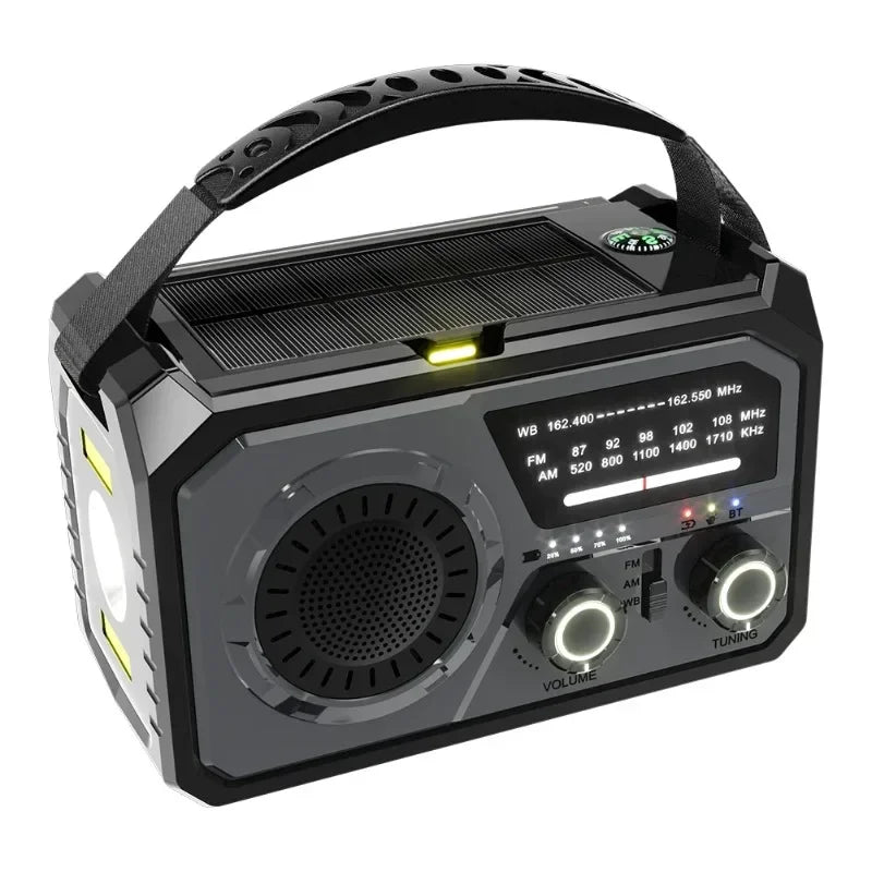 AM/FM/WB NOAA Emergency Weather Radio Solar Hand Crank Radio LED Flashlight Reading Lamp Survival Radio for Outdoor