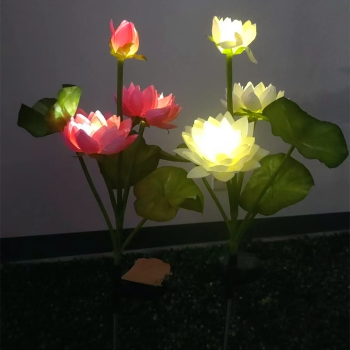Solar Lotus Floral Garden Lights Flowers Lights Solar Powered LED Lawn Light Outdoor Garden Decor Yard Landscape Decoration